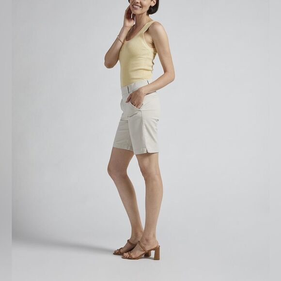 NWT Jag Jeans | Tan Khaki Stone Maddie Mid Rise 8-inch Pull-On Short 14P - Picture 3 of 9